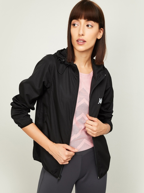 

Kappa Women Black Solid Hooded Sporty Jacket