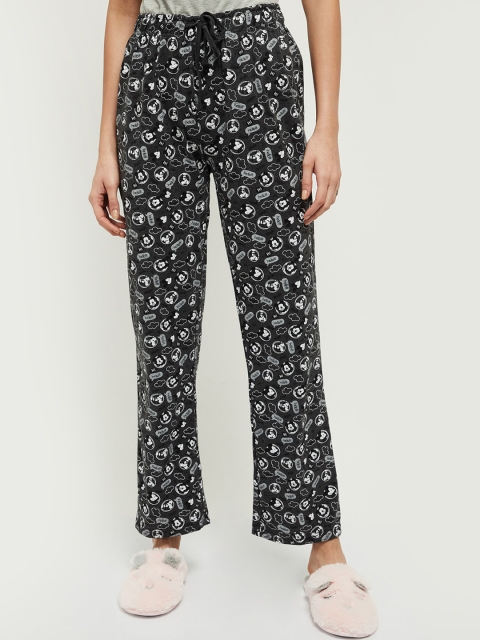 

max Women Charcoal Grey & White Mickey & Goofy Print Lounge Pants