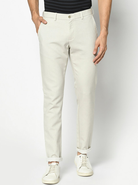 

Blackberrys Men Cream-Coloured Skinny Fit Solid Regular Trousers