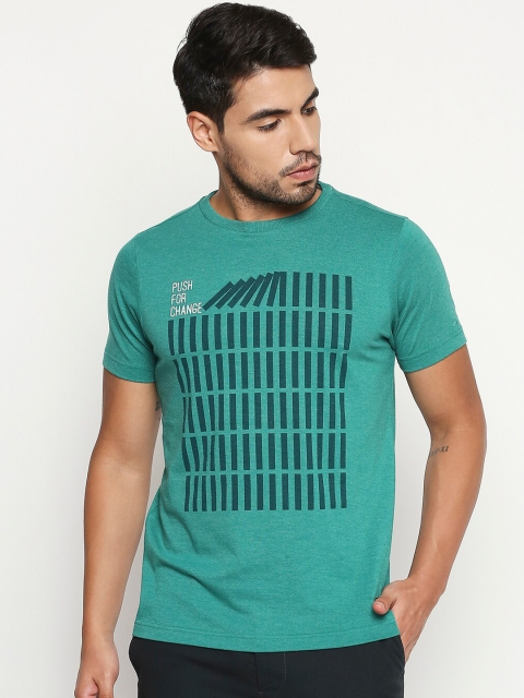 

Basics Men Green Printed Round Neck Slim Fit T-shirt