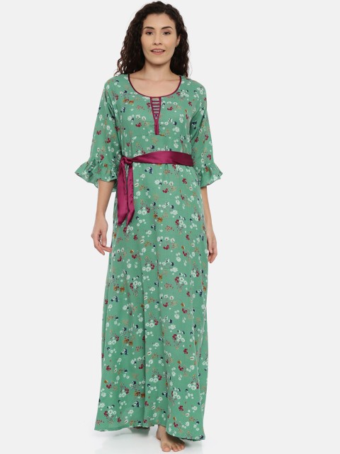 

GOLDSTROMS Sea Green & Pink Printed Nightdress