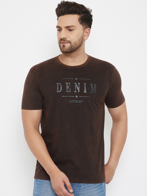 

HALTON HILLS Men Coffee Brown Printed Round Neck T-shirt
