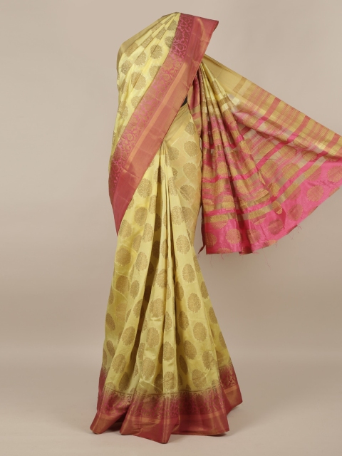 

Pothys Yellow Woven Design Jute Silk Saree