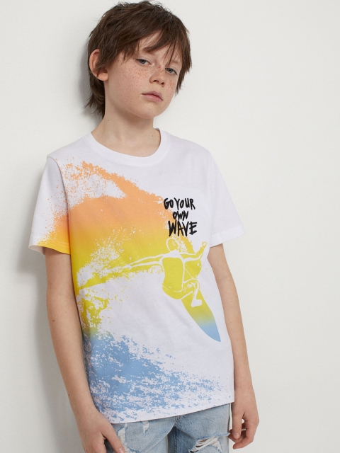 

H&M Boys White & Yellow Printed T-shirt
