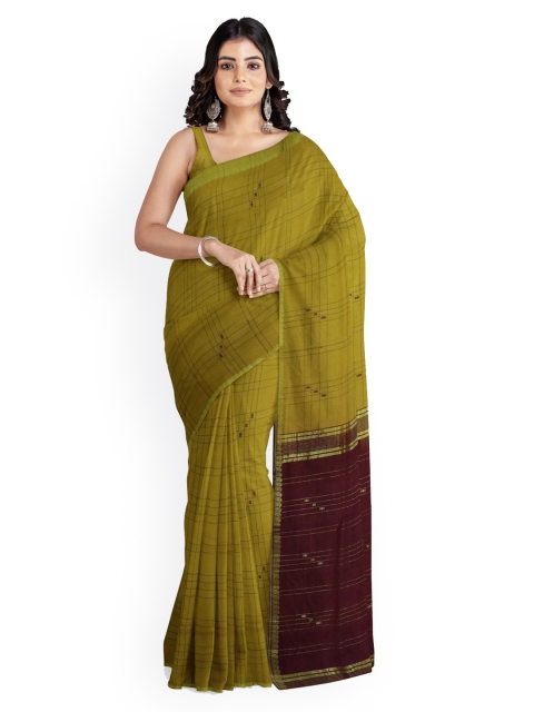 

APCO Olive Green Woven Design Pure Cotton Saree