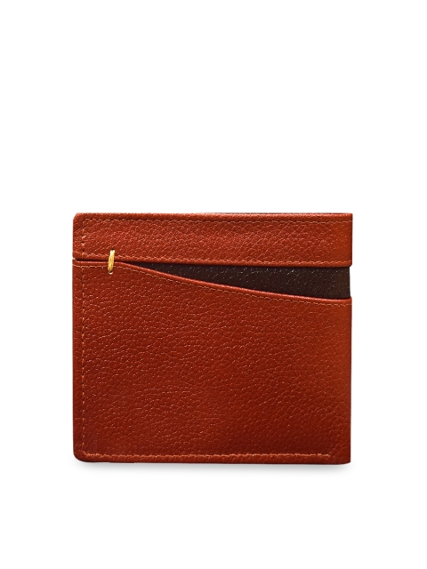 

ABYS Men Brown & Maroon Colourblocked Leather Three Fold Wallet