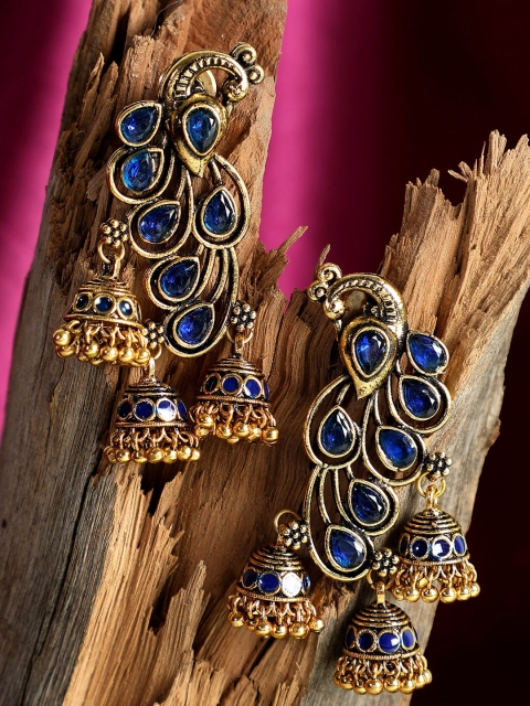 

ANIKAS CREATION Blue Contemporary Jhumkas