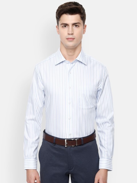 

Louis Philippe Permapress Men Blue Striped Casual Shirt