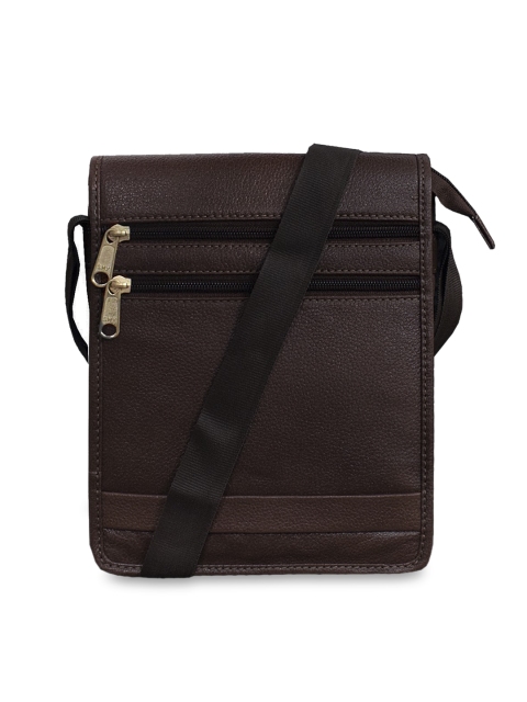 

ABYS Unisex Coffee Brown Textured Leather Messenger Bag