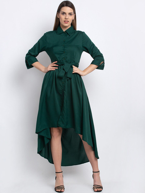 

emeros Women Green Solid Shirt Dress