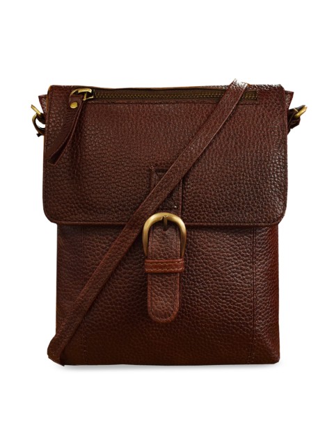 

ABYS Unisex Brown Textured Messenger Bag