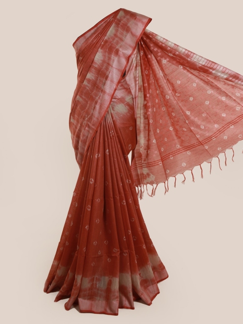

Pothys Red Printed Linen Blend Saree