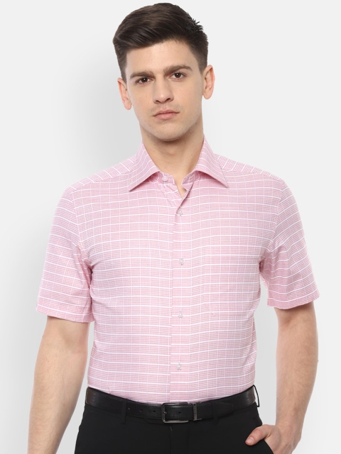 

Louis Philippe Men Pink & White Regular Fit Checked Cotton Formal Shirt