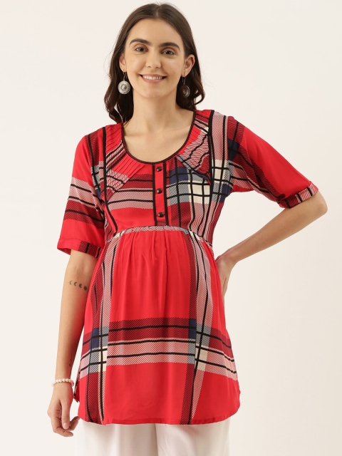 

GOLDSTROMS Women Red & Black Checked Maternity Tunic