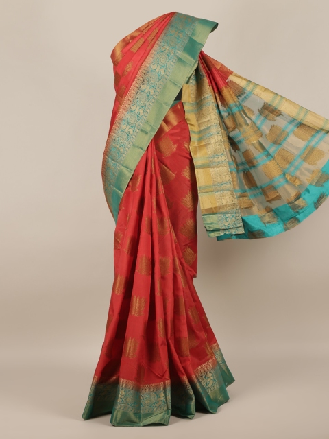 

Pothys Red Woven Design Jute Silk Saree