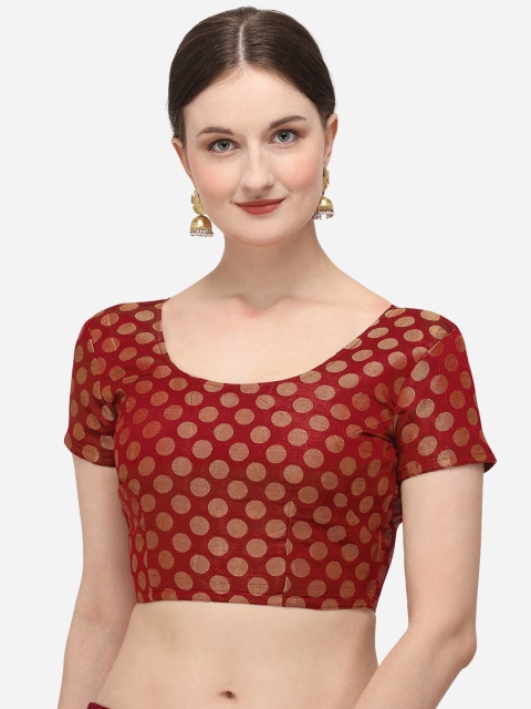 

Nanda Silk Mills Women Red & Gold-Coloured Printed Ready-Made Saree Blouse
