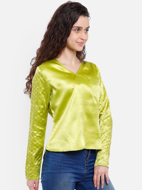 

Yaadleen Lime Green Solid Regular Top