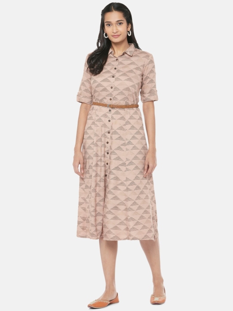 

Ethnicity Women Pink Printed Shirt Dress