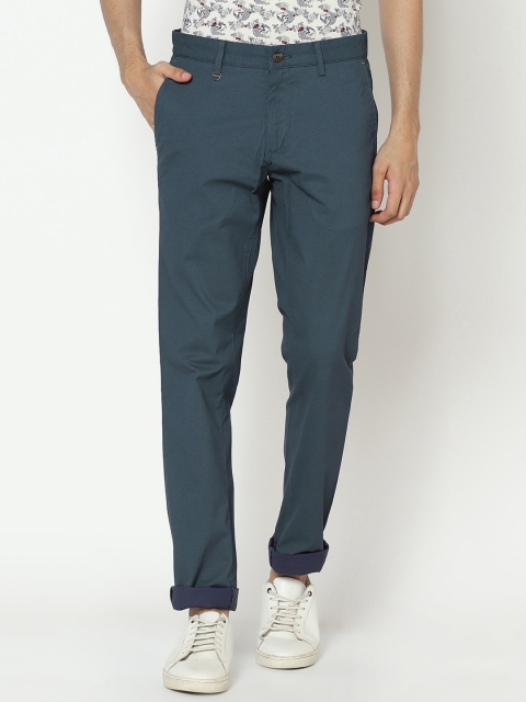 

Blackberrys Men Blue Slim Fit Checked Regular Trousers