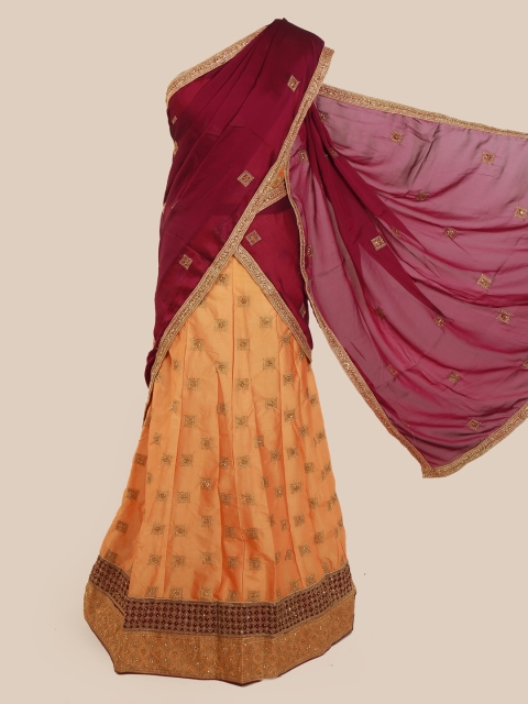 

Pothys Magenta & Orange Poly Chiffon Embellished Saree