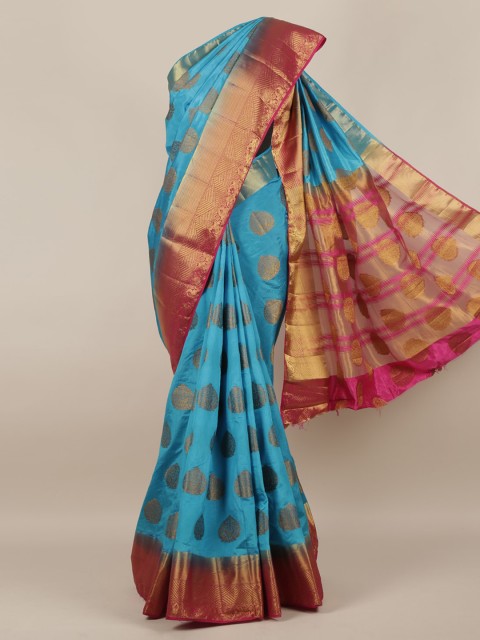 

Pothys Blue Woven Design Jute Silk Saree
