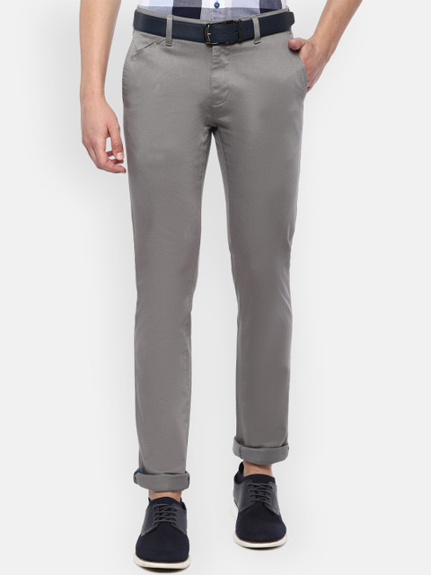 

V Dot Men Grey Slim Fit Solid Chinos