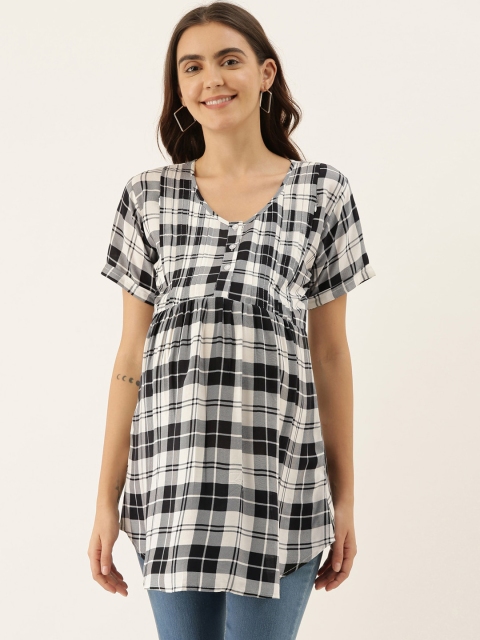 

GOLDSTROMS Maternity White & Black Checked Tunic