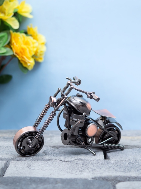 

Golden Peacock Silver-Toned & Copper-Toned Antique Metal Motor Bike Showpiece
