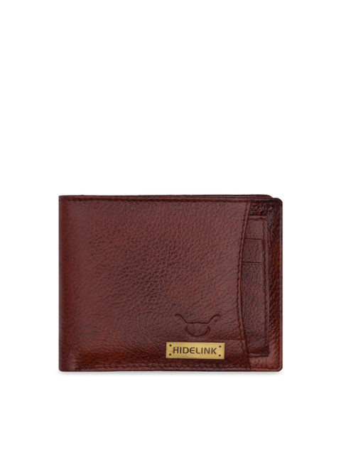

Hidelink Men Brown Textured Two Fold Wallet