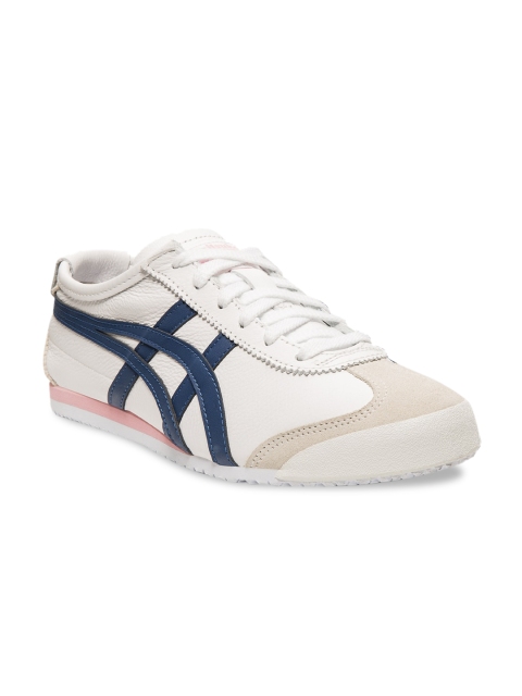 

Onitsuka Tiger Women Blue White Colourblocked Leather Sneakers Casual Shoes Mexico 66
