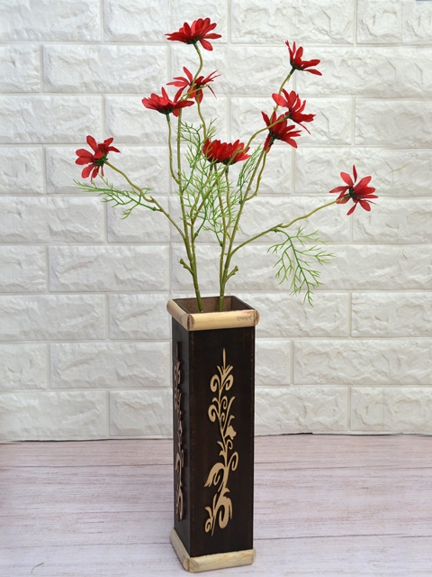 

fancy mart Set Of 2 Red & Green Artificial Flower Sticks Without Pot