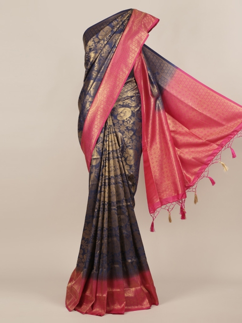 

Pothys Navy Blue Woven Design Jute Silk Saree