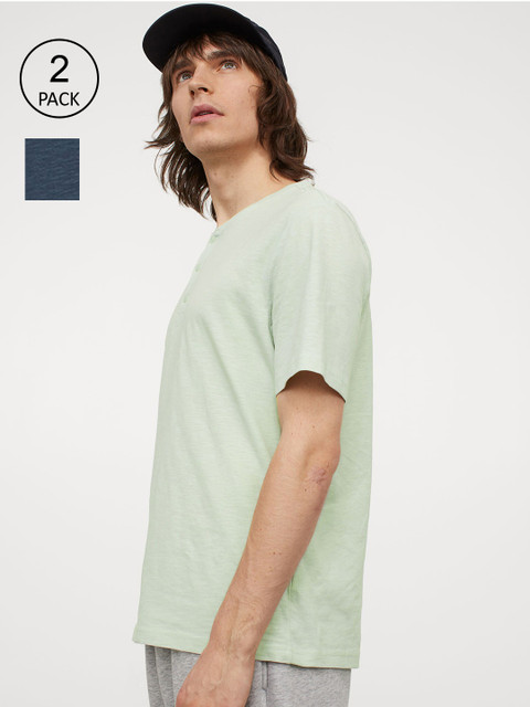 

H&M Men 2-Pack Henley Shirts, Blue