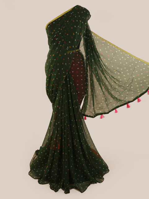 

Pothys Green & Pink Poly Chiffon Printed Saree