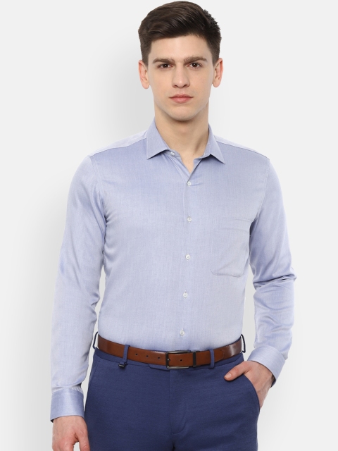 

Van Heusen Men Blue Regular Fit Self Design Cotton Formal Shirt