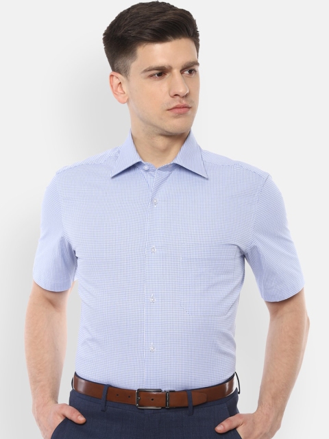 

Louis Philippe Men Blue & White Regular Fit Checked Cotton Formal Shirt