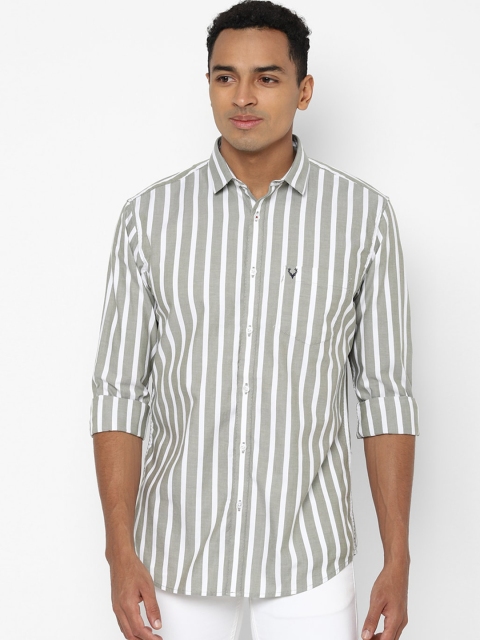 

Allen Solly Men Grey Striped Casual Shirt