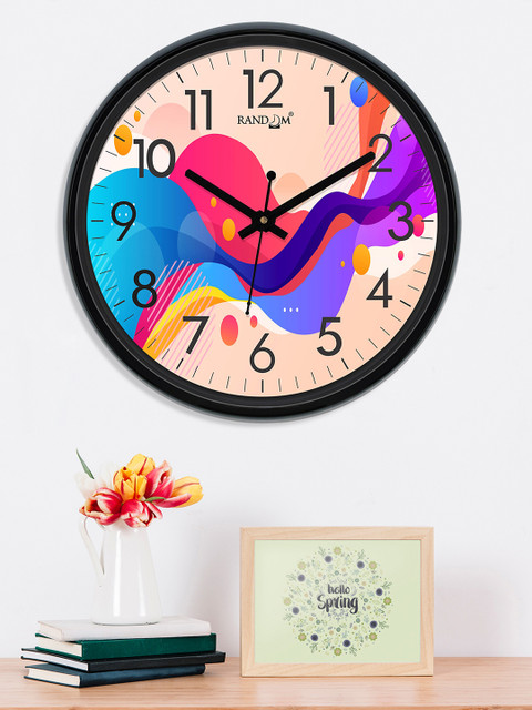 

RANDOM Peach-Coloured & Blue Round Printed Analogue Wall Clock