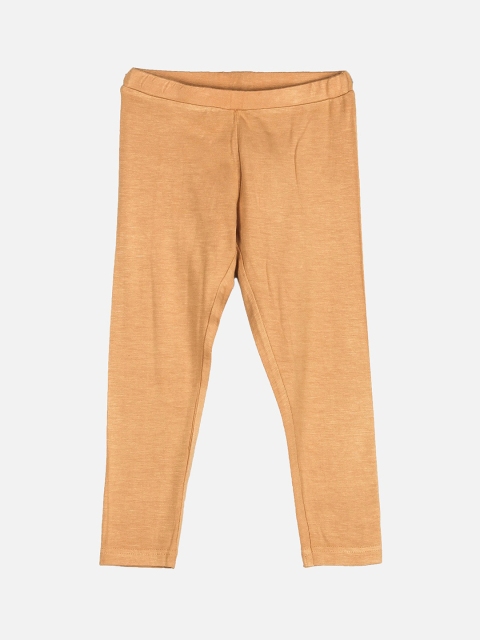 

Peppermint Girls Beige Solid Ankle-Length Leggings