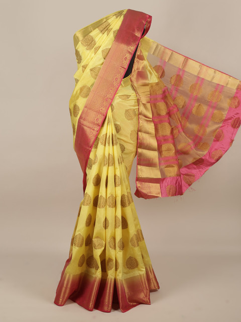 

Pothys Yellow Woven Design Jute Silk Saree