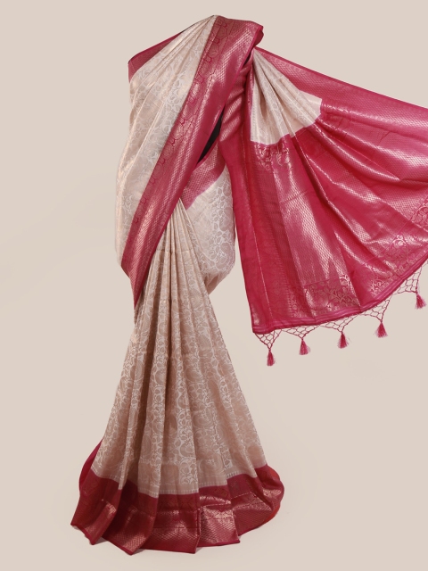

Pothys Cream-Coloured Woven Design Linen Blend Saree