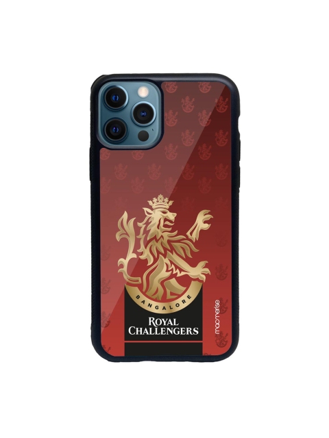 

Macmerise Maroon RCB Regal Pattern Glass Case for iPhone 12 Pro Back Case