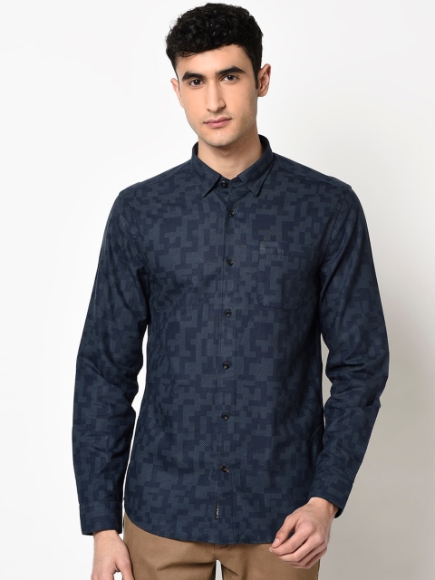

Blackberrys Men Navy Blue Slim Fit Printed Casual Shirt