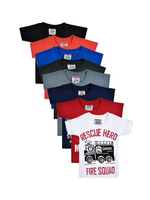 

ORANGE PUMPKKIN Boys Pack Of 8 Printed Round Neck T-shirt, Multi