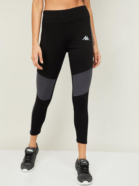 

Kappa Women Black & Grey Colourblocked Tights