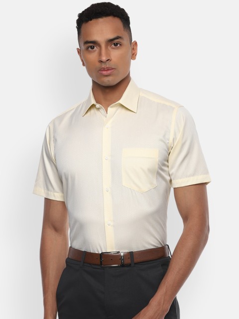 

Van Heusen Men Yellow & White Regular Fit Self Design Cotton Formal Shirt