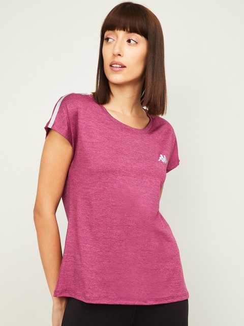 

Kappa Women Burgundy Solid Round Neck T-shirt