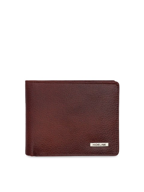 

Hidelink Men Brown Textured Two Fold Leather Wallet