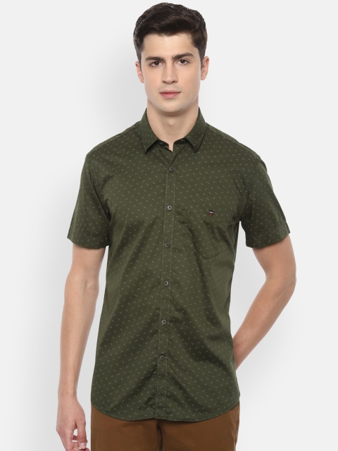 

Louis Philippe Sport Men Olive Green Slim Fit Printed Cotton Casual Shirt