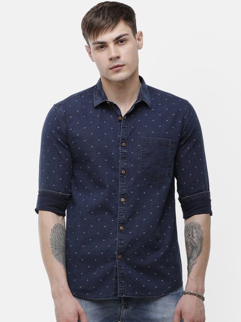

Voi Jeans Men Navy Blue Slim Fit Printed Casual Shirt